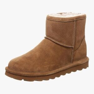 BearPaw Women's Chestnut Suede Short Shearling Ankle Boots